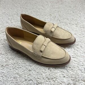 J Crew Womens Faux Suede Loafers Tan Size 9.5‎ Preppy Old Money Casual Office